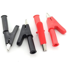 MEETOOT 4pcs Full Insulated Crocodile Clips with 4mm Socket Banana Jack Copper Test Clamp Wire Clip Alligator Clips 30A