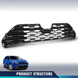 PIT66 Front Bumper Upper Grille Grill Assembly Compatible with Toyota RAV4 2019-2023 531120R120, TO1200438 Black
