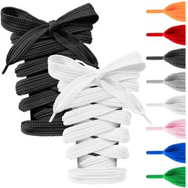UamGlsob 2 Pairs 16MM Fat Shoe Laces for Sneakers, 5/8" Wide Thick Jumbo Chunky Shoelaces Replacement Strings (White+Black, 63"/160cm)