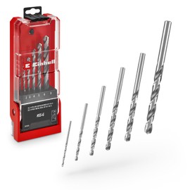 Original Einhell 6-Piece HSS-G Metal Drill Bit Set (HSS 4241 Steel, Highly Polished, 135° Split Point Tip, Milled Type N Spiral, Round Shank with Storage Case)
