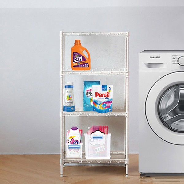 Revens White Metallic 4-tier Shelf (450) / 리벤스 화이트 메탈렉