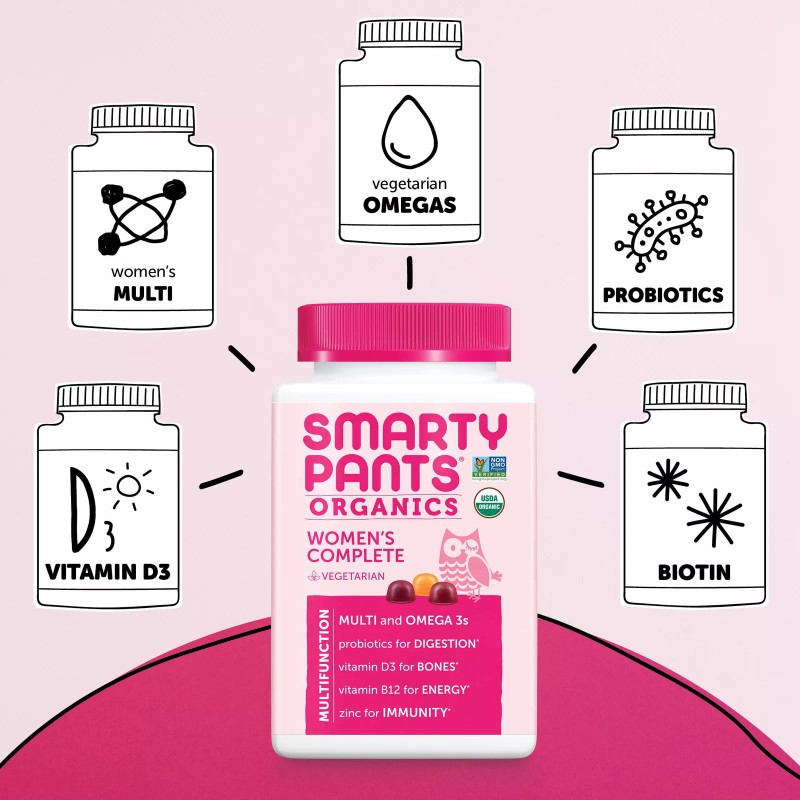 SmartyPants Organic Women's Complete Multivitamin Gummies, 120 Count