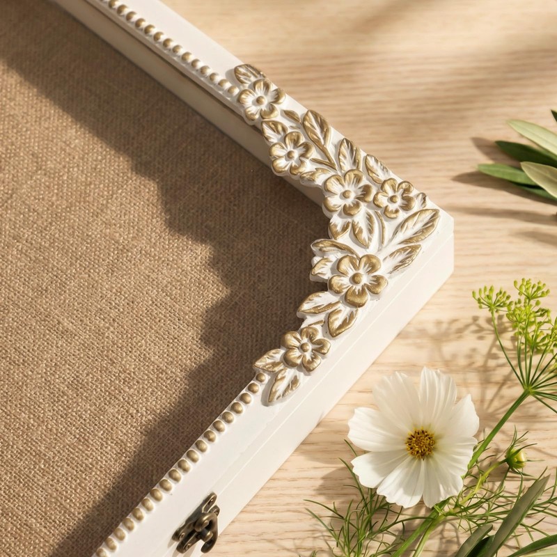 11x14 Shadow Box Frame, Vintage Gold & White Wood Display