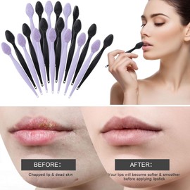 Silicone Lip Scrub Brushes, Beomeen Black Double-Sided Exfoliating Lip Brush Soft Silicone Lip Scrubber Exfoliator Tool Blackhead Remover for Skincare 20 Pack