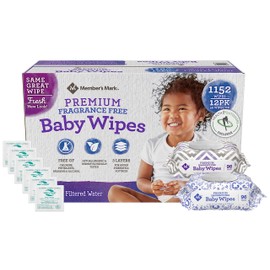 HAO M Mark Premium Fragrance Free Baby Wipes (1152 Count) W/Exclusive Moist Towelettes