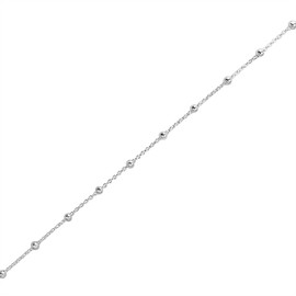 Silverly 925 Sterling Silver Satellite Chain Anklet With Ball Beads - Cable Chain Ankle Bracelet - Minimalist Dainty Foot Bracelet for Women - Gift for Her - Minimalist Summer Foot Accessory