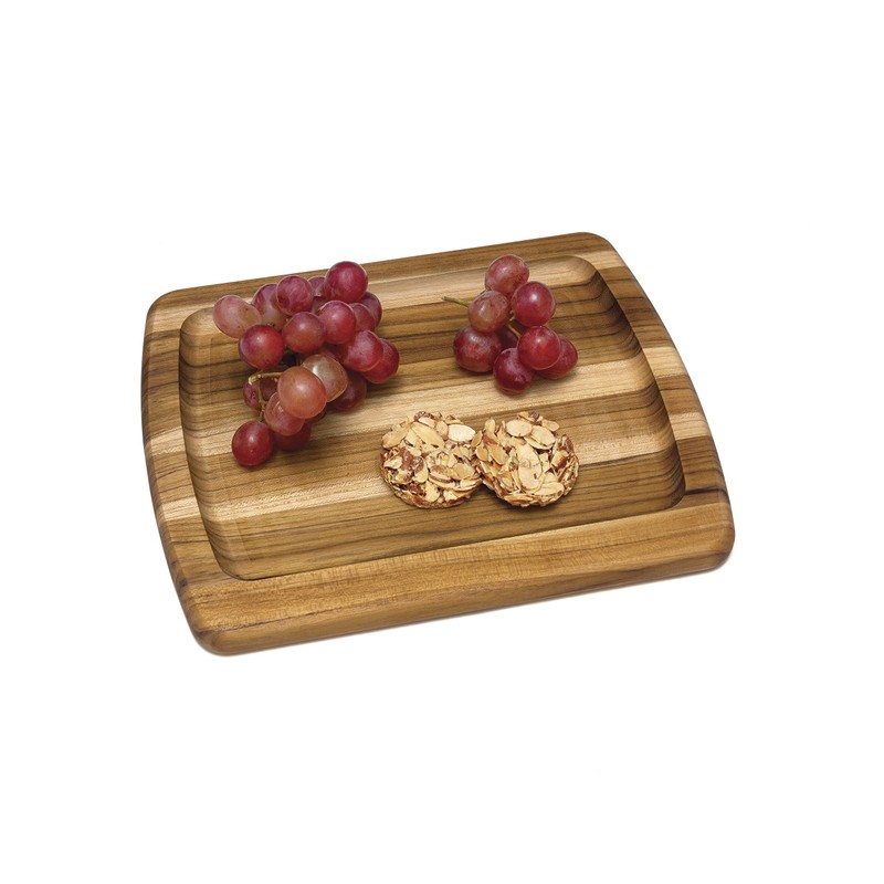 Lipper International Teak Wood Edge Grain Serving Platter, Small