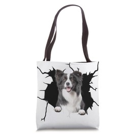 Aeticon Border Collie Dog Crack Sticker Funny Valentines Day Tote Bag