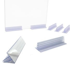 STORE FIXTURES DIRECT Adhesive Sneeze Guard Holders, Heavy Duty Large Stable Glass Stands to Fasten Acrylic Panels & Plexiglass Sheets between 3/16" to 1/4" Thick, 6" L x 1.25" H, 6 Pack