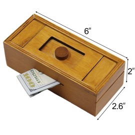 ATDAWN Puzzle Gift Case Box with Secret Compartments, Wooden Money Box to Challenge Puzzles Brain Teasers for Adults