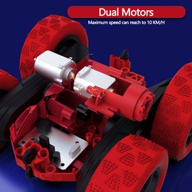 Hamdol Remote Control Car Double Sided 360°Rotating 4WD RC Cars with Headlights 2.4GHz Electric Race Stunt Toy Car Rechargeable Toy Cars for 6-12 Year Old Boys Girls BirthdayGift (Red)