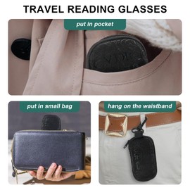 DXYXYO 2 Pack Folding Reading Glasses for Women Half Rimless Small Pocket Metal Readers Mens Blue Light Blocking, 1.5 Black+Blue