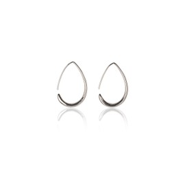 ROSA.H Unique And Simple, Anti Allergen Hypoallergenic Tear Drop Hoop Earring For Women (Large, Silver)