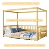 Full Size Canopy Bed Frame with 4 Posters and Guardrails,