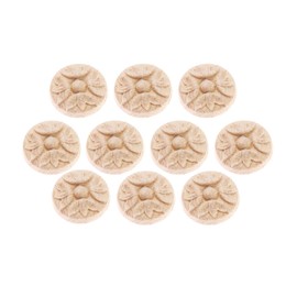 MUXSAM 10Pcs 3cm Wood Carved Applique Onlay for Decoration Furniture Decals Corner Round Frame Onlay Cabinet Unpainted
