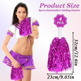 ZSTNPP 4 Pack Pom Poms Cheerleading 20 Grams Each, Rose Red Cheerleader Pom Poms for Sports Teams, Dance Performances, Filament-Encrypted Bouquets, Cheering Props,and Party Celebrations