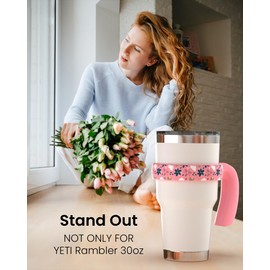 HOUSYLOVE for YETI 30 oz Tumbler Handle, for YETI Handle 30 oz Tumblerand YETI Cup Holder, Handle for YETI and Most 30 oz Tumble, Pink, 1 Pack