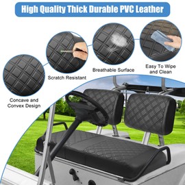 Club Car DS Pre-2000 Seat Cover, Golf Cart Front Seat Cover Fit For Club Car DS 1982-2000 OEM Ordinary Seat Cushion, Concave and Convex Design Appearance, Thick Vinyl Leather Comfortable/Breathable