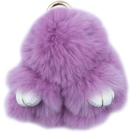 Unpafcxddyig Bunny Keychain Mini Cute artificial Rabbit fur Keychain Car Handbag Keyring 3.9in for Women,light purple