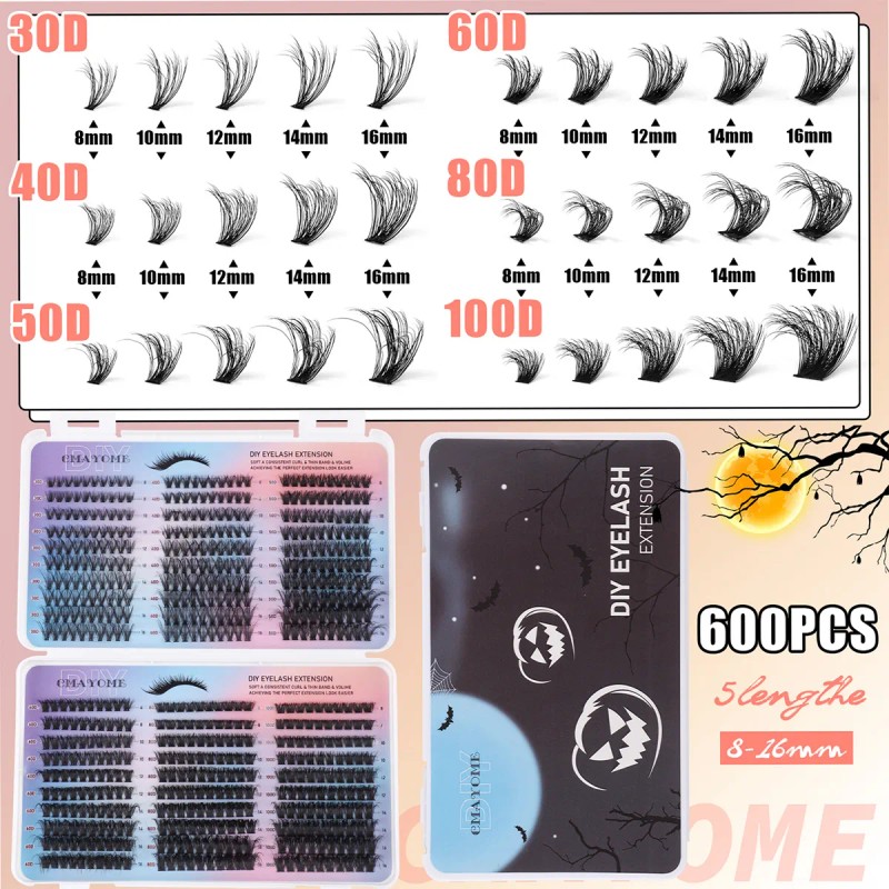 Kit De Extensión Lash Diy Lash Clusters 8-16mm 600 Pcs