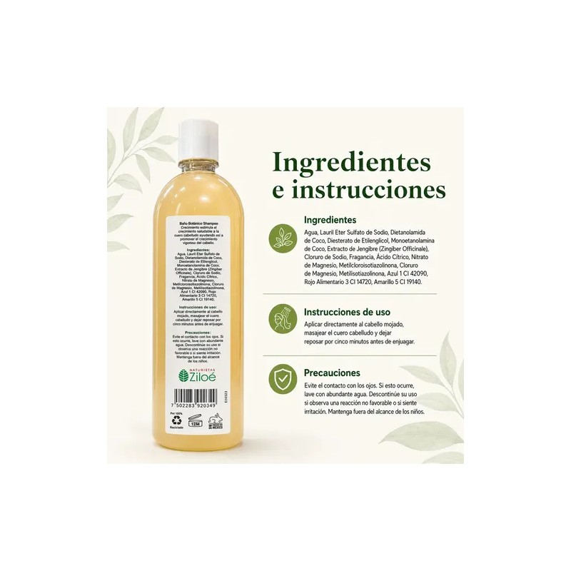 Shampoo Baño Botanico Extracto De Jengibre (crecimiento)1 Lt