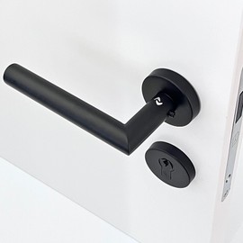 Sempro Livia R2 Interchangeable Fittings - Stainless Steel Black Matt Door Fitting with Fixed Door Knob, Handle Set for Entrance Doors & Room Doors