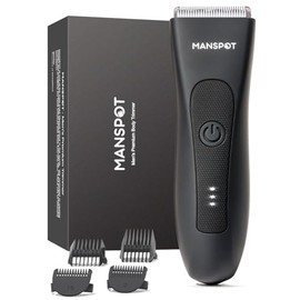 MANSPOT Recortadora de pelo de ingle para hombres, afeitadora de cuerpo y 90 minutos después de cargarse completamente, afeitadora de ingle y cuerpo impermeable, recortadora de bolas eléctrica