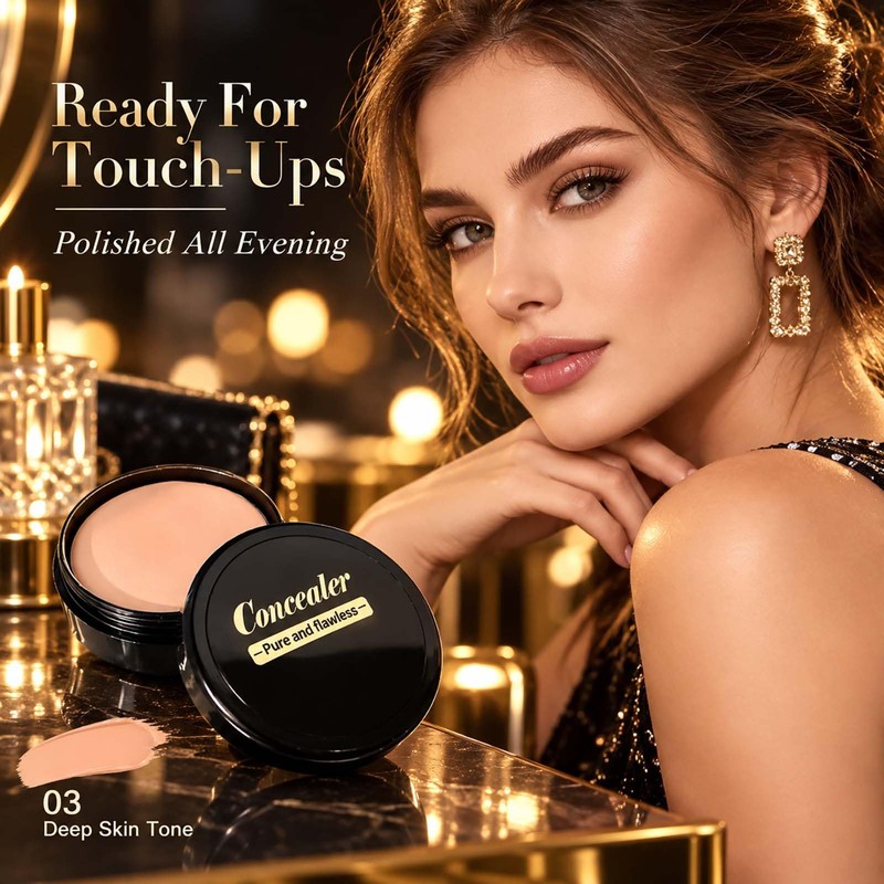 Pot Concealer, Shade 03 Warm Peach, Buildable Cream Coverage, 1