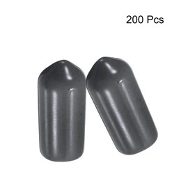 sourcing map 200pcs Rubber End Caps 5mm(3/16") ID Vinyl Round Tube Bolt Caps Cover Screw Thread Protectors Dark Grey