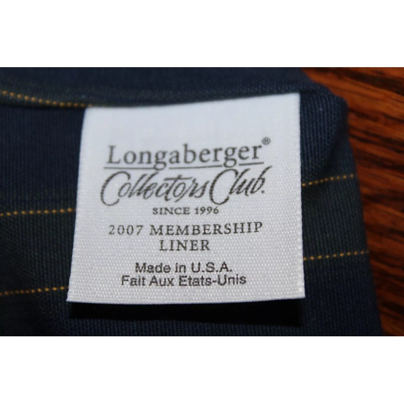 Longaberger Cc 2007 Membership Stripe Fabric Liner, 2334341 New