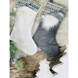 MeraVic Gnome Stocking Grey and White Set of 2