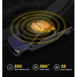 Xprite 42 inch 330 LED Rooftop Emergency Strobe Light Bar Heavy-Duty Flashing Warning Lights w/Adjustable Mounting Brackets, for Construction Vehicles Towing Work Trucks Plows Pickup - White Amber