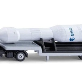 Siku 1758 Camion MAN con razzo ESA e gancio di traino, 1:87, carrozzeria in metallo, bianco-argento, camion giocattolo spaziale per gli appassionati di astronautica