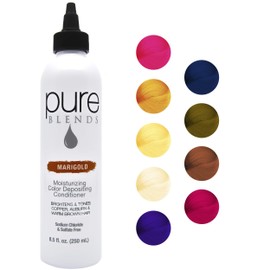 Pure Blends Marigold Moisturizing Color Depositing Conditioner | Brighten & Tone Color Faded Hair | Semi Permanent Hair Dye | Prevents Color Fade | Extend Color Service on Color Treated Hair | 8.5 Oz.