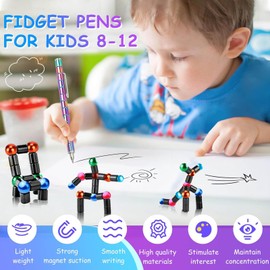 Magnetic Fidget Pen, Decompression Magnetic Toy Pen, Funny Gifts for Teen Boys Girls Gifts, Kids Novelty Christmas Stocking Stuffers Gadget Gift, Birthday Gift, Valentine Classroom Gifts (Small Black)