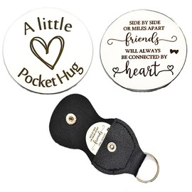 RFTWXHPN Pocket Hug Token Best Friend BFF Gifts for Women Girls Side by Side or Miles Apart Friends Gift Pocket Hugs for Best Friends Friendship Pocket Hug with PU Leather Keychain