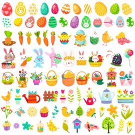 Happy Easter Stickers for Kids, 16 Sheets Cute Easter Egg Bunny Carrot Stickers for Scrapbooking DIY Phone Diary, Easter Gift, Party Supplies Classroom Reward