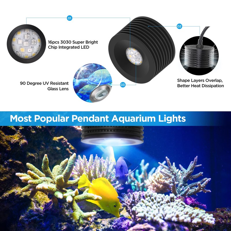 Lominie LED Aquarium Light, Nano Coral Reef Light Clip on