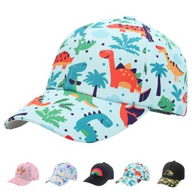 AUNGCSHE Baseball Cap, Adjustable Children's Snapback, Adjustable Baseball Cap, Sun Hat, lake blue dinosaur, 54