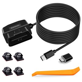 Riyitauto Dash Camera OBD Hardwire Kit OBD Power Cable for Dash Camera USB Type C 12-24V to 5V/3A with Low Voltage Protection 24h Parking Surveillance/Acc Mode fit for Dashcam, GPS or Radar