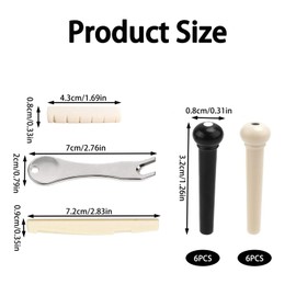 12pcs fKiZanthene Acoustic Guitar Bridge Pins & 3pcs Guitar Accessories, Acoustic Guitar Machine Heads & Bridge Pins with Nut & Saddle Removal Tool, Essential Replacement Parts for Most Guitar Models
