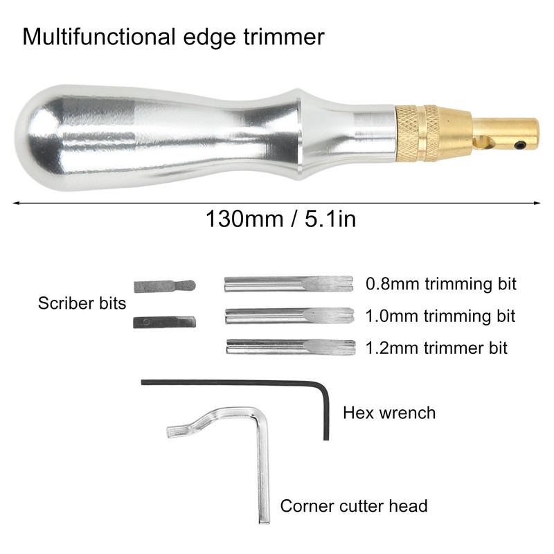 5 in 1 Leather Groover Multifunctional Aluminum Handle Stitching Groover
