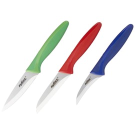 Zyliss 3 Piece Peeling & Paring Knife Set with Covers - Kitchen Knives for Fruits & More - Ideal for Kitchen Collections - Blue, Green, & Red