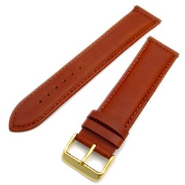 Sorrento Italian Padded Calf Leather XL Extra Long Watch Strap Band - Tan, 18mm with Gold Plated Buckle