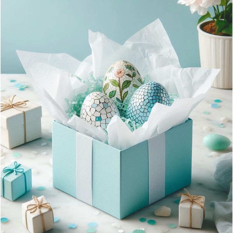 Creavvee Carta velina bianca per decoupage, 60 fogli, 35 x
