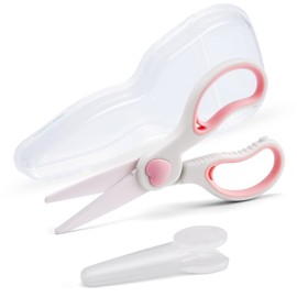 yin Ceramic Scissors, Toddler Meal Scissors, Baby Food, Scissors, Portable Nursing Food Scissors, Noodle Cutting Vegetables, Baby, Kids, Excellent Sharpness, Antibacterial, Rustproof, Safety Cap and Carrying Case, Convenient to Carry, Pink