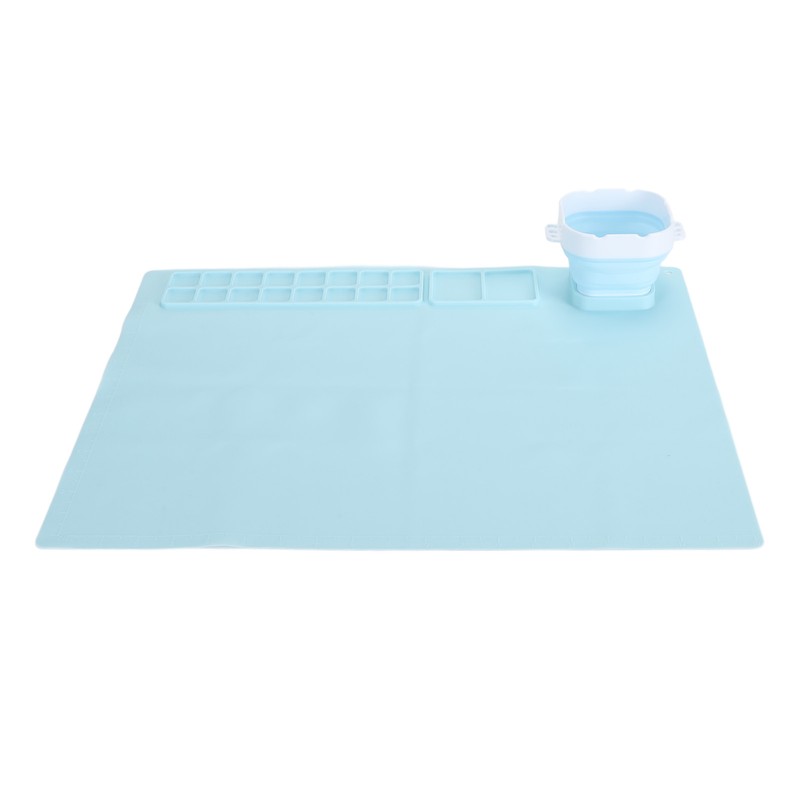 Silicone Painting Mat with Water Cup Washable Protruding Scale Line