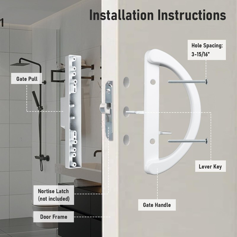 HOME MASTER HARDWARE Patio Sliding Glass Door Handle Set, Non-Keyed