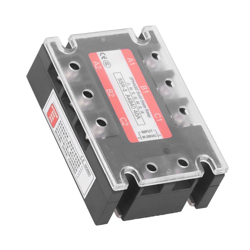 3 Phase Solid State Relay 40A LED Indicator Transparent Cover