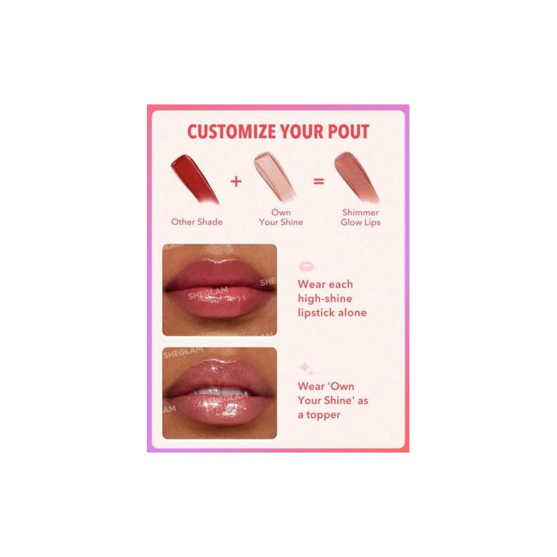 SHEGLAM Lápiz Labial Varios Tonos Efecto Espejo (Own your shine,